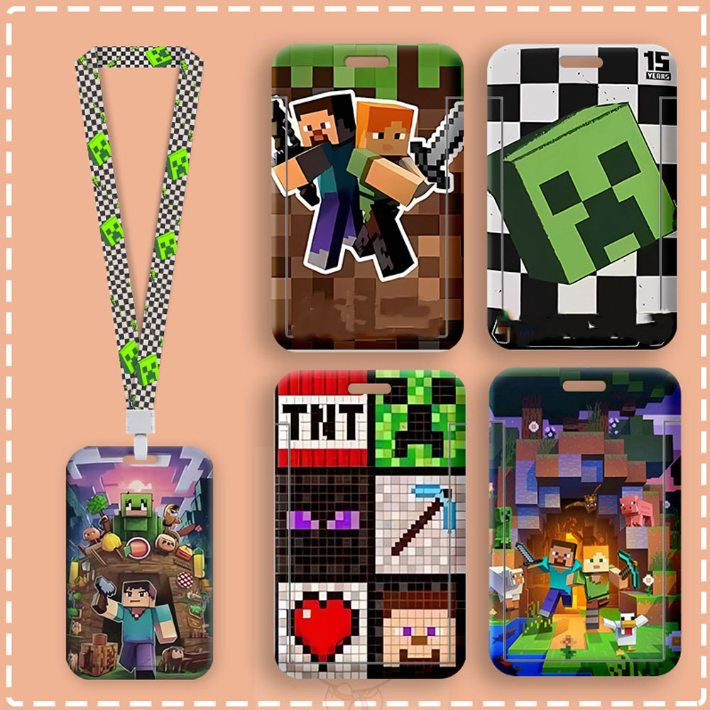 Card Top Loader - ที่ใส่บัตรแบบสายคล้องคอการ์ตูนจากซีรีส์เกม, ที่ใส่บัตรเครดิตน่ารัก, ที่ใส่บัตรประจำตัวธนาคาร, ป้ายชื่อ, ที่ป้องกันบัตรโดยสารสำหรับเด็ก, กระเป๋าสตางค์