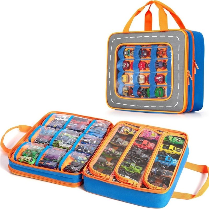 Hot Wheels Car Monster Trucks - MACH- กล่องเก็บรถบรรทุกพร้อมช่องเก็บ 66 ช่องสำหรับรถ Hot Wheels