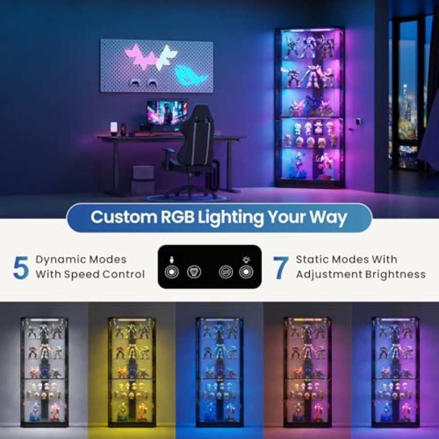 ตู้โชว์มุมพร้อมไฟ RGB และเซ็นเ - Display Case Acrylic บทวิจารณ์และราคา